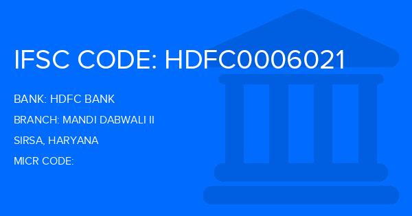 Hdfc Bank Mandi Dabwali Ii Branch IFSC Code