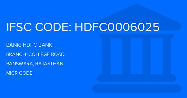 Hdfc Bank College Road Branch IFSC Code