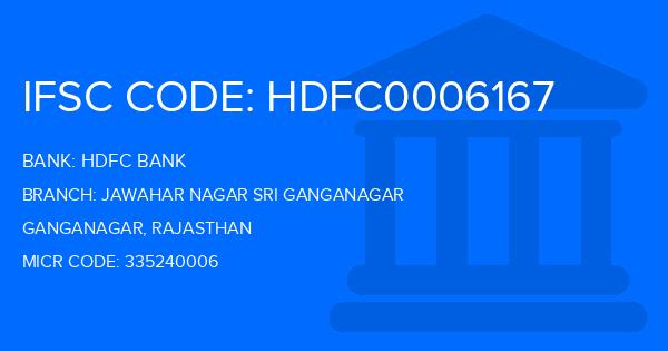 Hdfc Bank Jawahar Nagar Sri Ganganagar Branch IFSC Code