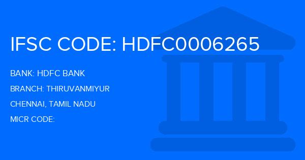 Hdfc Bank Thiruvanmiyur Branch IFSC Code