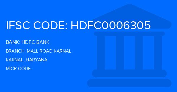 Hdfc Bank Mall Road Karnal Branch IFSC Code