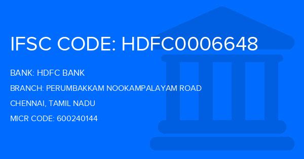 Hdfc Bank Perumbakkam Nookampalayam Road Branch IFSC Code
