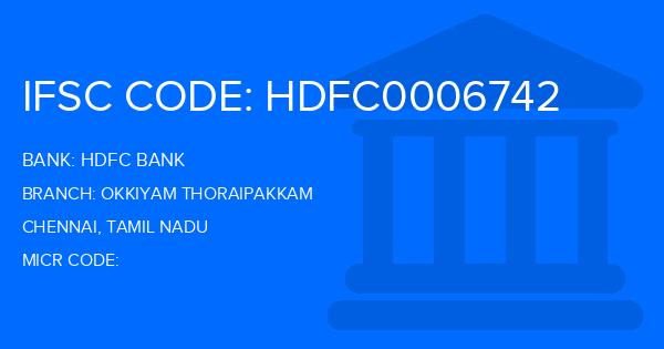 Hdfc Bank Okkiyam Thoraipakkam Branch IFSC Code