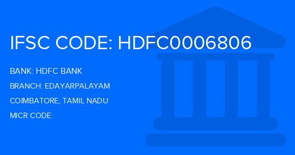 Hdfc Bank Edayarpalayam Branch IFSC Code