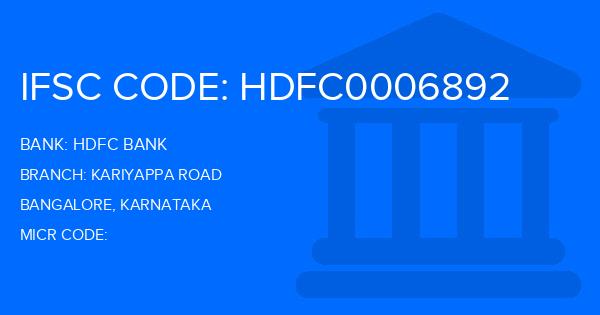 Hdfc Bank Kariyappa Road Branch IFSC Code