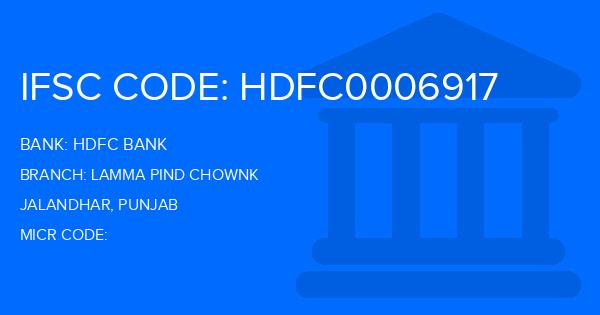 Hdfc Bank Lamma Pind Chownk Branch IFSC Code