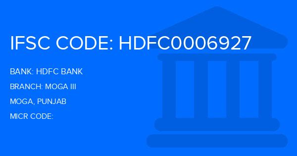 Hdfc Bank Moga Iii Branch IFSC Code
