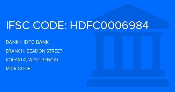 Hdfc Bank Beadon Street Branch IFSC Code