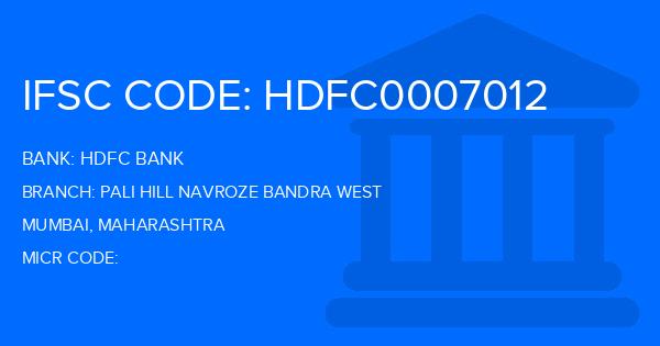 Hdfc Bank Pali Hill Navroze Bandra West Branch IFSC Code