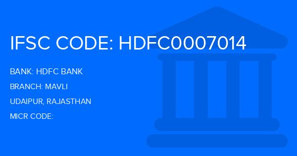 Hdfc Bank Mavli Branch IFSC Code