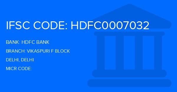 Hdfc Bank Vikaspuri F Block Branch IFSC Code