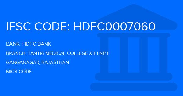 Hdfc Bank Tantia Medical College Xiii Lnp Ii Branch IFSC Code