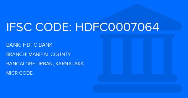 Hdfc Bank Manipal County Branch IFSC Code