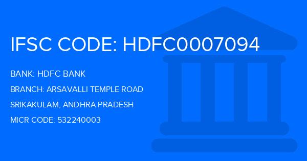 Hdfc Bank Arsavalli Temple Road Branch IFSC Code