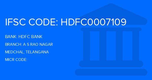 Hdfc Bank A S Rao Nagar Branch IFSC Code