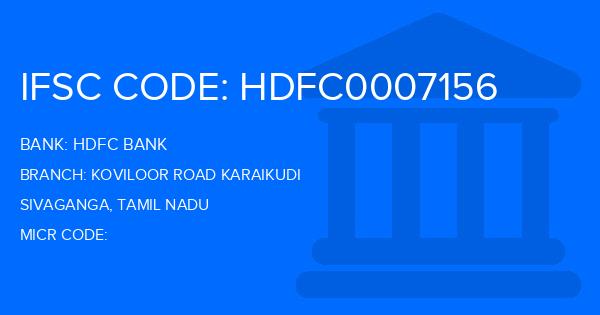 Hdfc Bank Koviloor Road Karaikudi Branch IFSC Code