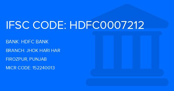 Hdfc Bank Jhok Hari Har Branch IFSC Code
