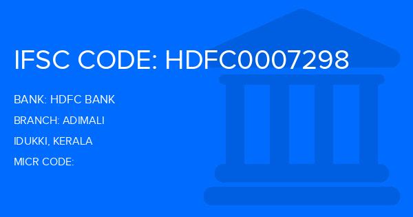 Hdfc Bank Adimali Branch IFSC Code