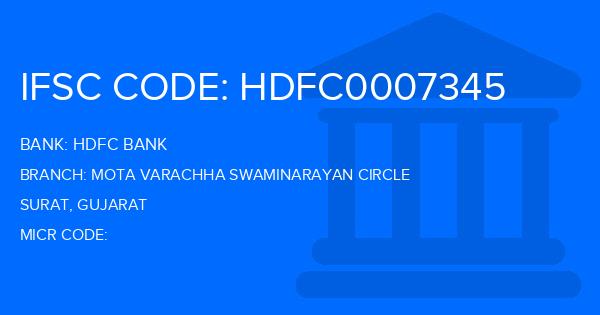 Hdfc Bank Mota Varachha Swaminarayan Circle Branch IFSC Code
