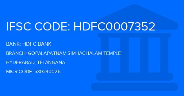 Hdfc Bank Gopalapatnam Simhachalam Temple Branch IFSC Code