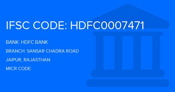 Hdfc Bank Sansar Chadra Road Branch IFSC Code