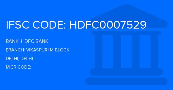 Hdfc Bank Vikaspuri M Block Branch IFSC Code
