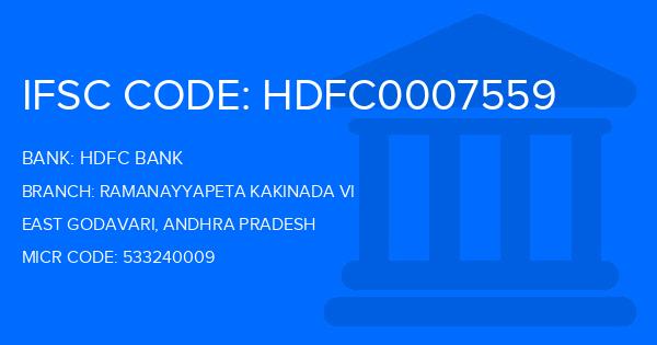 Hdfc Bank Ramanayyapeta Kakinada Vi Branch IFSC Code