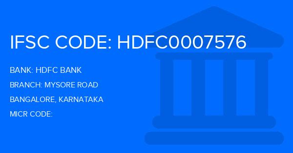 Hdfc Bank Mysore Road Branch IFSC Code