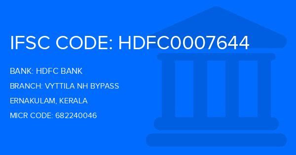 Hdfc Bank Vyttila Nh Bypass Branch IFSC Code