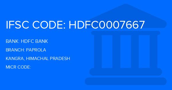 Hdfc Bank Paprola Branch IFSC Code