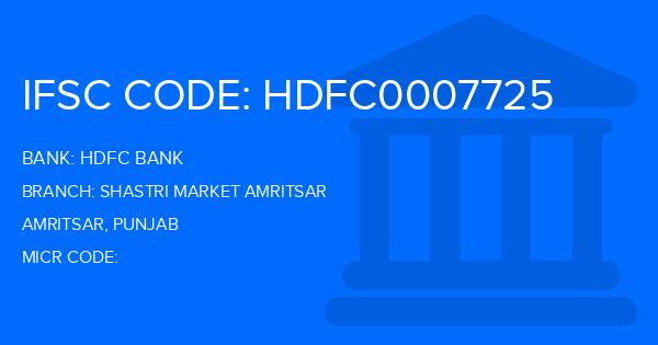 Hdfc Bank Shastri Market Amritsar Branch IFSC Code