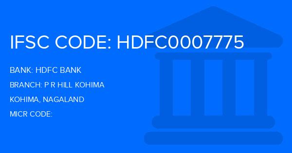 Hdfc Bank P R Hill Kohima Branch IFSC Code