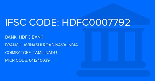 Hdfc Bank Avinashi Road Nava India Branch IFSC Code