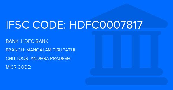 Hdfc Bank Mangalam Tirupathi Branch IFSC Code