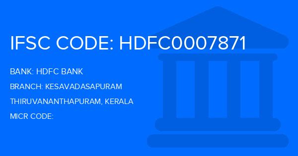 Hdfc Bank Kesavadasapuram Branch IFSC Code