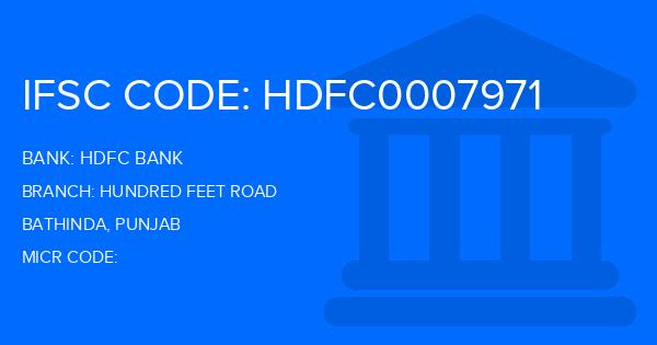 Hdfc Bank Hundred Feet Road Branch IFSC Code