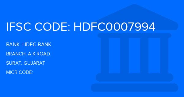 Hdfc Bank A K Road Branch IFSC Code