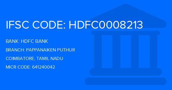 Hdfc Bank Pappanaiken Puthur Branch IFSC Code