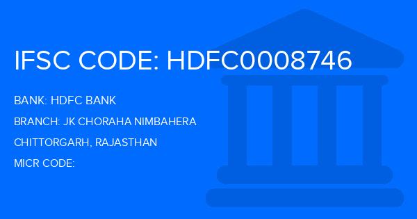 Hdfc Bank Jk Choraha Nimbahera Branch IFSC Code