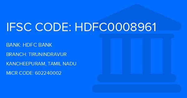 Hdfc Bank Tirunindravur Branch IFSC Code