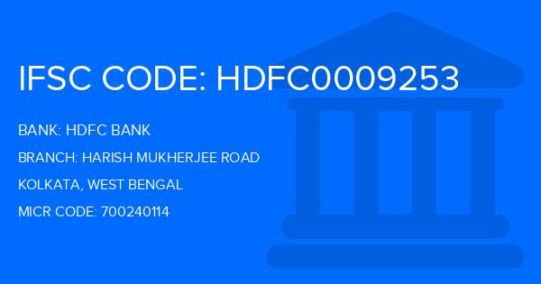 Hdfc Bank Harish Mukherjee Road Branch IFSC Code