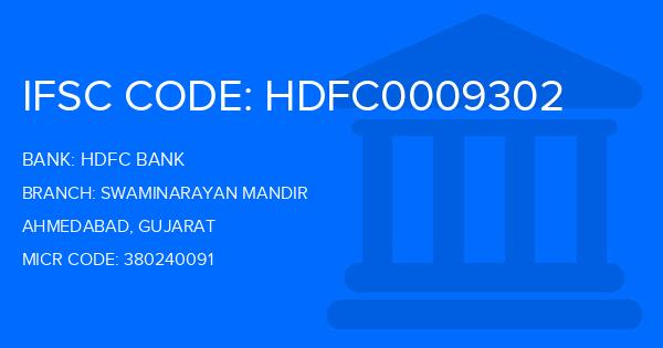 Hdfc Bank Swaminarayan Mandir Branch IFSC Code
