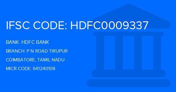 Hdfc Bank P N Road Tirupur Branch IFSC Code