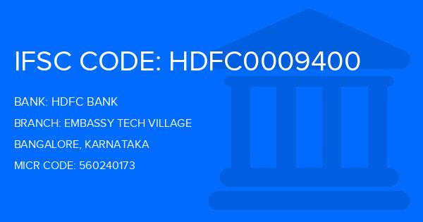 Hdfc Bank Embassy Tech Village Branch IFSC Code