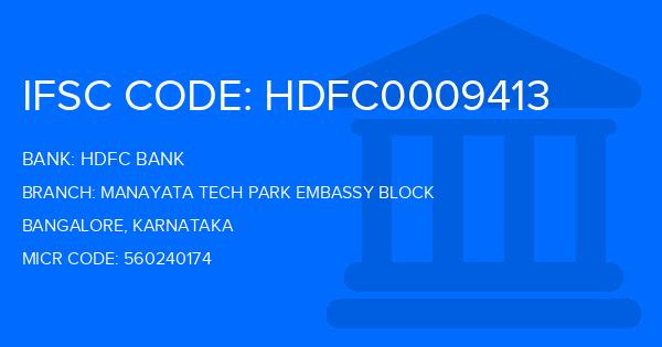 Hdfc Bank Manayata Tech Park Embassy Block Branch IFSC Code