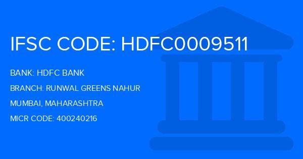 Hdfc Bank Runwal Greens Nahur Branch IFSC Code