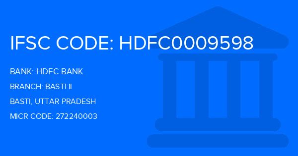 Hdfc Bank Basti Ii Branch IFSC Code