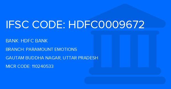 Hdfc Bank Paramount Emotions Branch IFSC Code