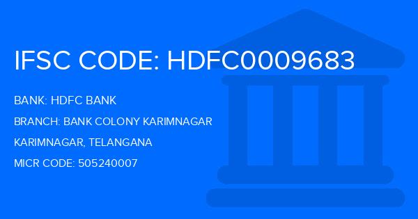 Hdfc Bank Bank Colony Karimnagar Branch IFSC Code