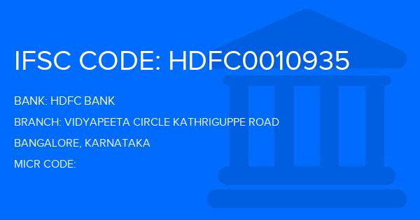 Hdfc Bank Vidyapeeta Circle Kathriguppe Road Branch IFSC Code